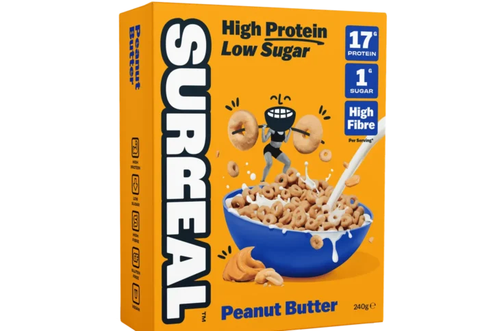 Surreal Protein Cereal – the high-protein, zero-sugar cereal that actually tastes unreal. Start your morning strong, or enjoy an all-day snack that fuels your goals.