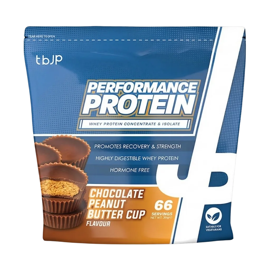 Trained By JP Performance Protein is a premium whey protein blend combining Whey Protein Concentrate and Whey Protein Isolate to support muscle growth, recovery and daily protein intake.